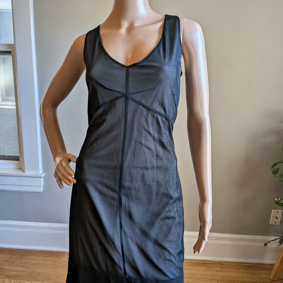 Vintage Y2K Express Mesh Mini Dress Black LBD Party Whimsigoth Size 7/8 - Picture 4 of 8